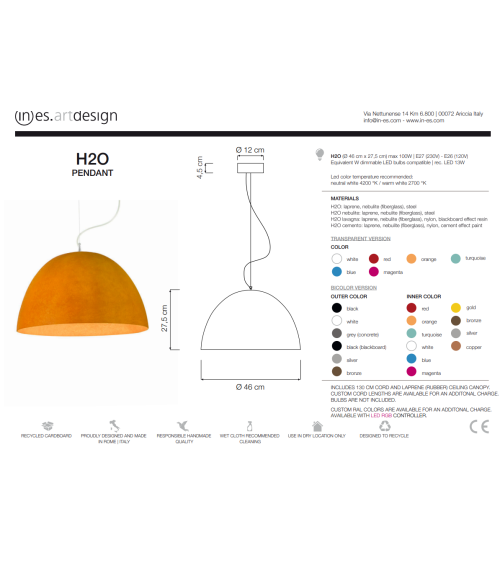 H2O Nebulite pendant lamp IN-ES.ARTDESIGN | BHOME by Arredi Barbàra