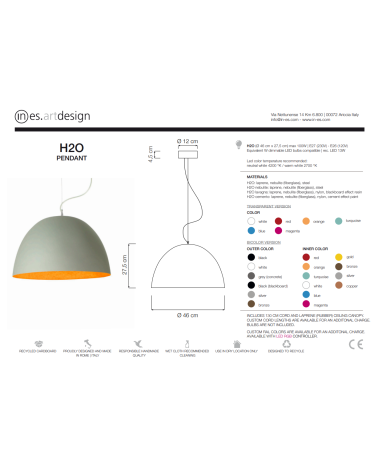 H2O Cemento pendant lamp IN-ES.ARTDESIGN | BHOME by Arredi Barbàra