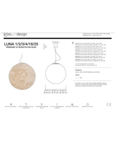 Lámpara de suspensión Luna IN-ES.ARTDESIGN | BHOME by Arredi Barbàra