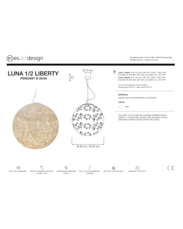 Lámpara de suspensión Luna Liberty IN-ES.ARTDESIGN | BHOME by Arredi Barbàra