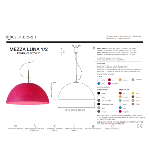 Lampada a sospensione Mezza Luna Nebulite IN-ES.ARTDESIGN | BHOME by Arredi Barbàra
