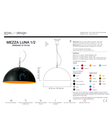 Mezza Luna Lavagna pendant lamp IN-ES.ARTDESIGN | BHOME by Arredi Barbàra
