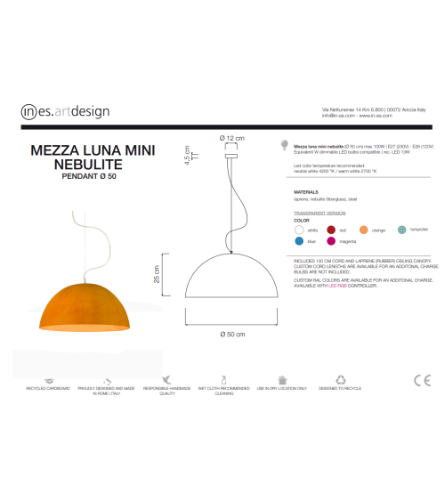Mezza Luna Mini Nebulite pendant lamp IN-ES.ARTDESIGN | BHOME by Arredi Barbàra
