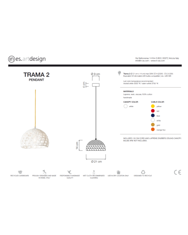 Lampada a sospensione Trama 2 IN-ES.ARTDESIGN | BHOME by Arredi Barbàra