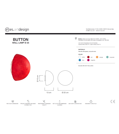Button pendant lamp IN-ES.ARTDESIGN | BHOME by Arredi Barbàra