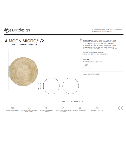 A.moon wall lamp IN-ES.ARTDESIGN | BHOME by Arredi Barbàra