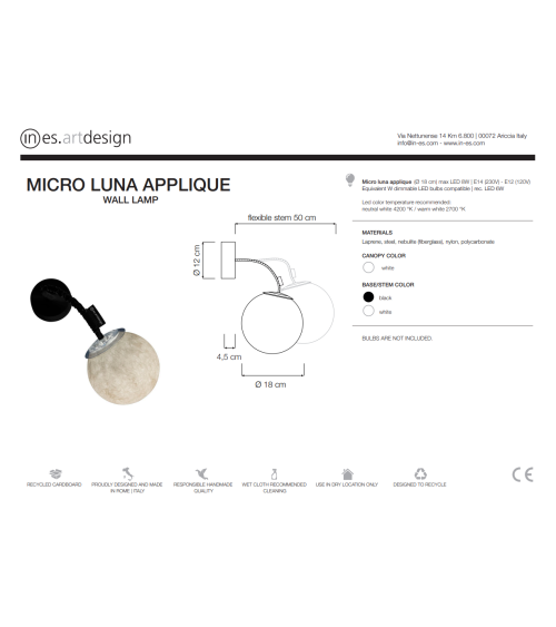 Applique Micro Luna Applique IN-ES.ARTDESIGN | BHOME by Arredi Barbàra