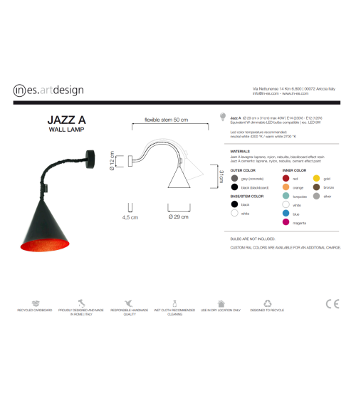 Lampada da parete Jazz A Lavagna IN-ES.ARTDESIGN | BHOME by Arredi Barbàra