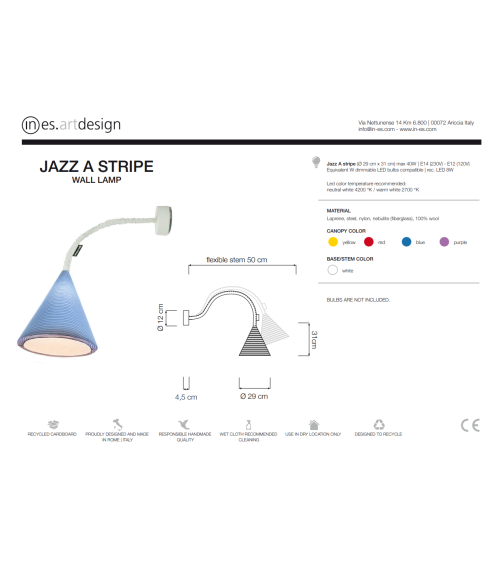 Lampada da parete Jazz A Stripe IN-ES.ARTDESIGN | BHOME by Arredi Barbàra