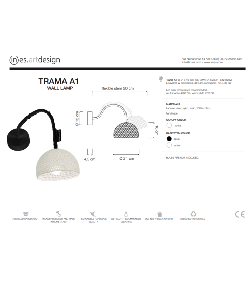 Trama A1 wall lamp IN-ES.ARTDESIGN | BHOME by Arredi Barbàra