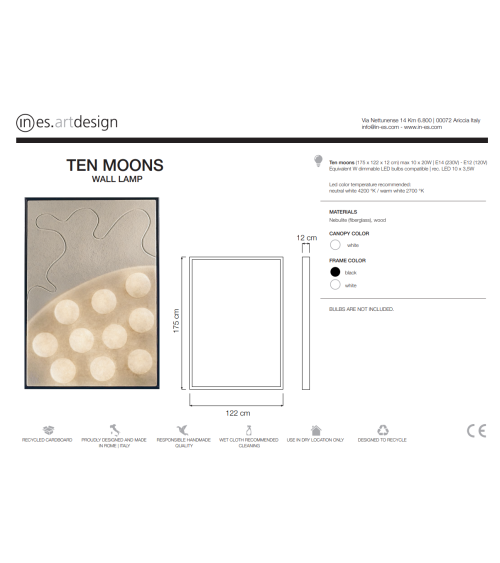 Lampada a parete Ten Moons IN-ES.ARTDESIGN | BHOME by Arredi Barbàra