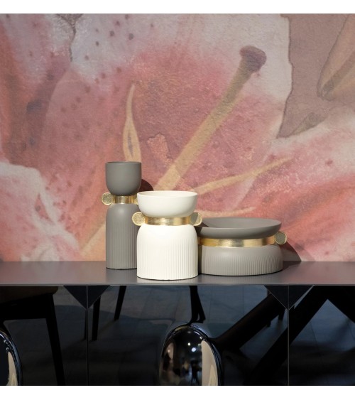 Impero Vase TONIN CASA | Ceramic Vase with Gold Ring | BHOME