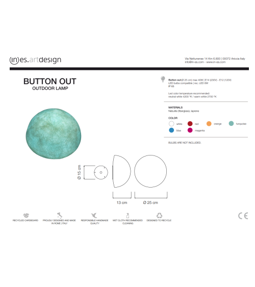 Lampada outdoor Button Out IN-ES.ARTDESIGN | BHOME by Arredi Barbàra