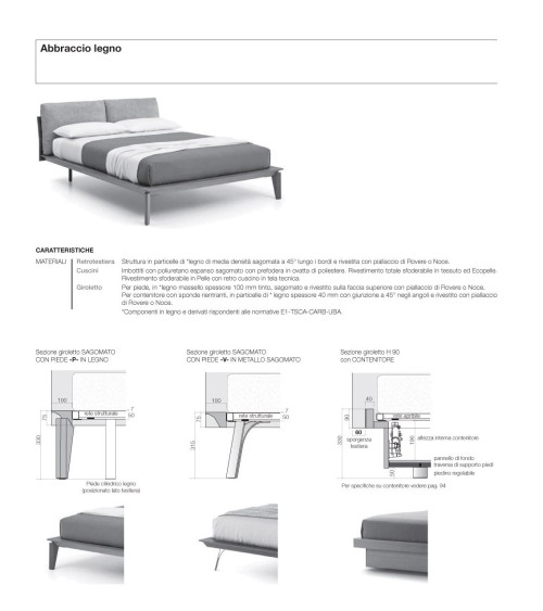 Cama Abbraccio Legno tapizada – SANGIACOMO | Bhome by Arredi Barbàra