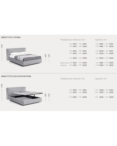 Letto Gaston Plano SANGIACOMO | Letto imbottito di design BHOME