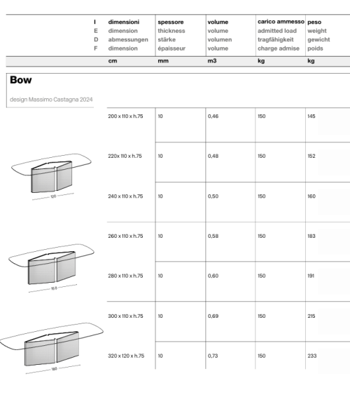 Bow rectangular high table Tonelli | BHOME by Arredi Barbàra