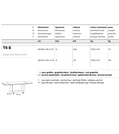 T5 E high design table Tonelli | BHOME by Arredi Barbàra