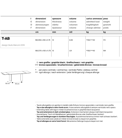 T-AB Hochtisch Tonelli | BHOME by Arredi Barbàra
