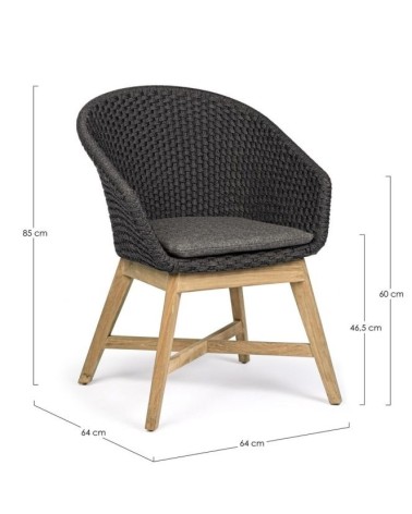 Coachella outdoor chair BIZZOTTO – teak and rope