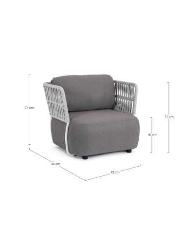 La poltrona PALMER appartiene alla collezione Bizzotto Homemotion ed è realizzata con struttura in alluminio verniciato a polver